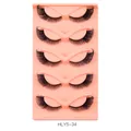 Set di 5 paia di ciglia finte folte con effetto occhio di gatto su vassoio rosa - Stile Incurvato Morbido (HLY5-34) / Nero