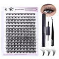 DIY Einzelwimpern-Set mit schwarzen Synthetikfasern, Kleber und Präzisionspinzette - Natürlich Wispy Schwarzes Set (DIY-SET-054)