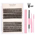 Set ciglia finte segmentate 40P con pinzetta rosa e strumenti per l'applicazione - DIY-SET-035+Kit di Strumenti Rosa