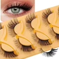 Dramatische 3D fox-eye valse wimpers in zwart, dik en gelaagd, verpakking van 5 paar - Dichte Kruislingse Stijl (HLY54)