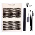 Kit extension ciglia 40P DIY con colla 2 in 1, pinzetta e set di spazzole - DIY-SET-035+Kit di Strumenti Nero