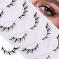5-pair set of natural thick black false eyelashes with white plastic tray packaging - Dramatic Dense Long Style (HLY46)