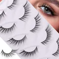 5 pairs of winged false eyelashes with thick black volume and natural cross pattern - Natural Dense Layered Style (HLY47)