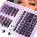 Black DIY individual lash clusters set in lavender tray with volume eyelash extension - Single Tray (DIY-SET-022)