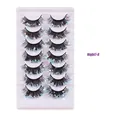 7 Paar voluminöse künstliche Wimpern mit bunten leuchtenden Pailletten für Partys - Blau Lila Grün Holografische Pailletten Stil (Night7-06)