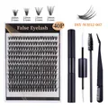 DIY Cluster-Wimpernset mit Kleber, Versiegelung, Pinzette und 10-14mm falschen Wimpern - Hochdichte Segmentierte Wimpern Mit Werkzeugsatz (DIY-WH12-007) / Mit Werkzeugset