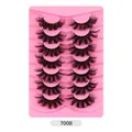 Dramatic 7-pair pack of layered 3D faux mink eyelashes with dense curl and black volume - Thick Curled Style (7008)