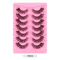 Dramatic 7D wispy faux mink eyelashes 7-pair set in model 7010 for voluminous makeup look - Crisscross Thick Style (7010)