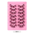 7 pairs of cross-curled fluffy faux mink eyelashes in style 7011 with pink tray - Feathery Thick Style (7011)