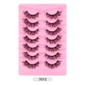 7 pairs of cross-thick curly faux mink eyelashes in style 7012 with pink tray - Long Curled Style (7012)