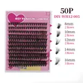 DIY cluster lash set with 50 clusters in varied lengths from 8mm to 16mm pink box - 50 Clusters (DIY-WH12-005)