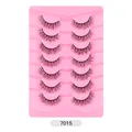 Set of 7 pairs of thick crisscross false eyelashes style 7015 on pink tray - Soft Natural Style (7015)