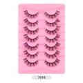 7 pairs of 7016 voluminous crisscross false eyelashes on pink tray for thick eye makeup - Crisscross Layered Style (7016)