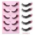 5 pares de pestañas postizas 3D con degradado negro y rojo y puntas de pluma vibrantes - Degradado Negro Rojo (ColorMix5-4)