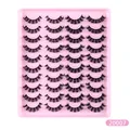 20 pairs of dense Russian volume fiber false eyelashes in a pink storage tray - Thick Curly Girly Style (20007)