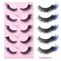 Set de 5 pares de pestañas postizas tupidas con degradado negro y azul eléctrico - Degradado Negro Azul (ColorMix5-5)