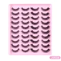 20 pairs of dense D-curl Russian false eyelashes set in black synthetic fiber model 20008 - Crisscross Thick Curly Style (20008)