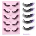 Pestañas postizas 3D efecto ojo de zorro con degradado negro y púrpura, 5 pares - Degradado Negro Púrpura (ColorMix5-6)