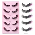 5 pares de pestañas postizas 3D ojo de zorro con degradado de color negro y rosa - Degradado Negro Rosa (ColorMix5-7)