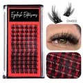 Cluster eyelash extension set with 12 rows of black synthetic fibers and model eye look - Large Capacity Cluster Style (DM005)