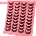20 pairs of dense Russian volume fake eyelashes with DD curl in a pink tray - 3D Thick Style (DD20-002)