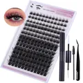 DIY cluster wimperverlenging set met 168 clusters, lijm, pincet en mascara borsteltje - Wimperverlenging Set Zwart (DIY-SET-076 + Zwarte Set)