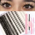 DIY cluster lash extension kit with 30D black lashes, pink glue, tweezers, and brush - Pink Tools (DIY-SET8-003)