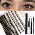 Professional DIY eyelash extension kit with cluster lashes glue and tweezers set - Black Tools (DIY-SET8-003)