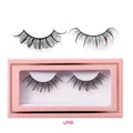 Artistic false eyelashes style LP20 with black fiber and red glitter tips in a pink box - Black and Pink Style (LP20)