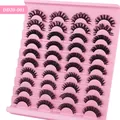 20 pairs of DD curl dense Russian volume lashes in a pink display tray, style DD20-001 - Thick Crisscross Style (DD20-001)