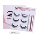 Σετ Magnetic-301 με 3 ζεύγη πυκνές βλεφαρίδες, eyeliner και ροζ τσιμπιδάκι - Φυσικό Μακρύ Στυλ (Magnetic-301)