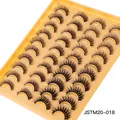 Set of 20 pairs of dense curly faux mink eyelashes in a yellow storage tray - 3D Fluffy Style(JSTM20-018)