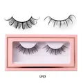 Russian D curl black false eyelashes with glitter accent in pink LP23 box - Black Natural Style (LP23)