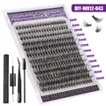 DIY cluster lashes set with mixed lengths 8-16mm plus tweezers and double-end tools - Natural Style (DIY-WH12-043) / Eyelashes With Kit