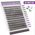 DIY cluster lash extensions in 10-16mm lengths with natural curling on purple background - WH12-059 Style (WH12-059)