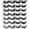 28 pairs of thick cross-design 3D faux mink eyelashes, model MY14-3 in black - Thick Layered Style (MY14-03)