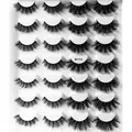 Set of 20 pairs of 3D layered cross thick false eyelashes in MY14-4 style on white tray - 3D Multi-Layer Fan Style (MY14-04)