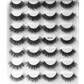 14 Paar flauschige 3D-geschichtete künstliche Wimpern Set Modell MY14-6 im Display - Natürlicher Fächer Western Stil (MY14-06)