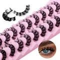 10 paia di ciglia finte russe volume D curl su vassoio rosa con esempio di applicazione - Stile Occhio di Gatto (DD43)