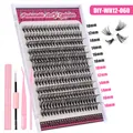 DIY cluster eyelash extension kit with tools and mixed lengths of 10-16mm natural lashes - WH12-060 Pink Tool Kit (WH12-060)