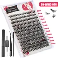 DIY cluster eyelash extension kit with 8-16mm individual segments and applicator tools - Fairy Style (DIY-WH12-046) / Eyelashes With Kit