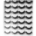 Gekreuzte dicke 3D-Faux-Nerz-Wimpern Modell MY14-8 auf einem weißen Display-Tablett - Dicker Synthetikfaser-Stil (MY14-08)