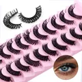 14 paia di ciglia finte 3D volume russo folte e curve in vassoio rosa - Stile Occhio di Gatto (DD44)