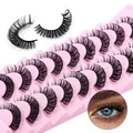 Ciglia finte volume russo in set da 10 paia con curvatura D naturale in vassoio rosa - Stile Occhio di Gatto (DD45)