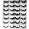 28 Paar dichte, kreuzweise geschwungene künstliche Wimpern Modell MY14-10 auf weißem Tablett - Halbmond Gekreuzter Gekräuselter Stil (MY14-10)