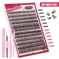 DIY individuele cluster wimperverlenging set, 240 stuks, 10-16mm gemengde lengtes - Natuurlijke Krul Wimpers Met Roze Tool Kit (DIY-WH12-061+Roze Kit)