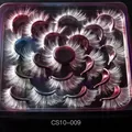 15 pairs of white feathered festival eyelashes with metallic colorful roots in a purple case - Slender Feather Feel White False Eyelashes (CS10-009)