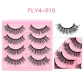Dramatic 7-pair set of dense crisscross false eyelashes on a pink display tray - Cross Thick Style (FLY4-010)
