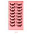 Set de 8 paires de faux cils Mix8005 volumineux et courbés sur un plateau rose vif - Style Épais Recourbé (Mix8005)