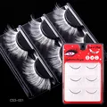 Drei Paar weiße synthetische Wimpern für festliches DIY-Make-up und Bühnen-Looks - Übertriebener Radialer Stil (CS3-001) / 3er Set